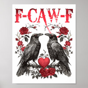 Poster Saint Valentin Vintage Raven Rose Cœur Amour Heure