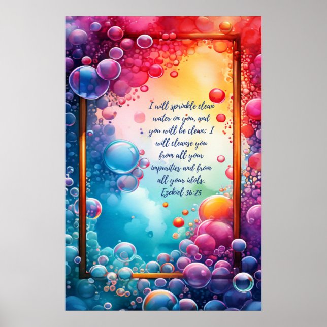 Poster Sainte Bible chrétienne Verse Ezekiel 36:25 (Devant)