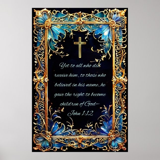 Poster Sainte Bible chrétienne Verse Jean 1:12 (Devant)