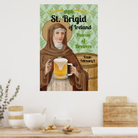 Sainte Brigitte d'Irlande et son tonneau de bière