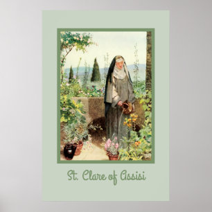 Poster Sainte Claire d'Assise Arrosant des Fleurs (M 065)