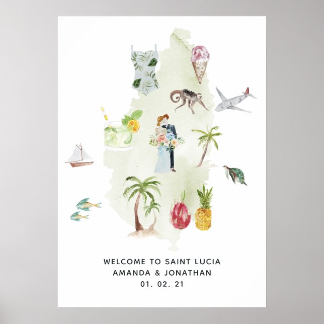 Poster Sainte Lucie Destination Mariage Bienvenue (Devant)