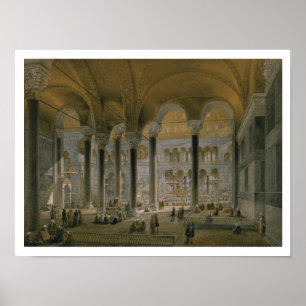 Poster Sainte Sophie, plaque 6 : la nef nord, gravée par