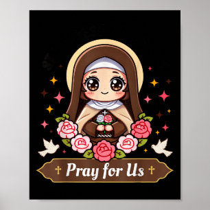 Poster Sainte Thérèse de Lisieux Priez Pour Nous Roses Ca