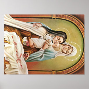 Poster Sainte Thérèse Mère Marie Bébé Jésus Manger Rose