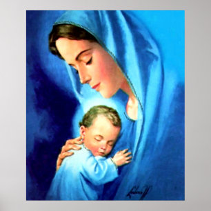 Poster Sainte Vierge Marie avec Bébé Jésus