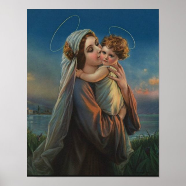 Poster Sainte Vierge Marie Madonna avec l'enfant Jésus (Devant)