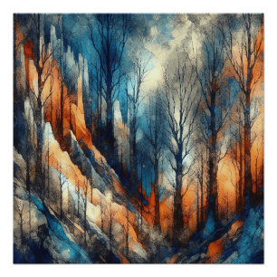 Poster Saison Automne À Woods - AI - Oeuvre Artistique