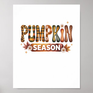 Poster Saison citrouille Boho Automne