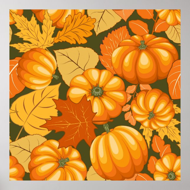 Poster Saison d'automne Halloween Citrouille Motif (Devant)