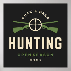 Poster Saison de chasse au canard et au cerf