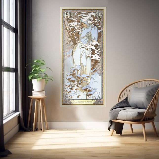 Poster Saison de l'Hiver Art Nouveau Alphonse Mucha (Créateur téléchargé)