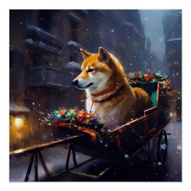 Poster Saison de Noël de Shiba Inu (Devant)