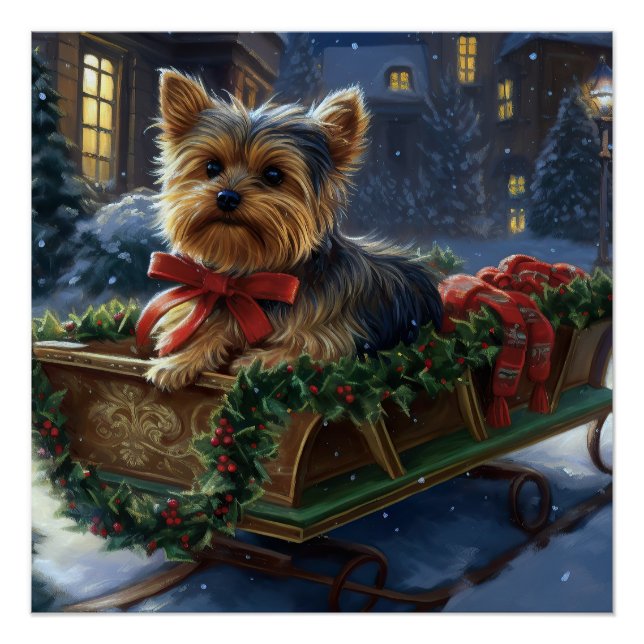 Poster Saison de Noël du Yorkshire Terrier (Devant)