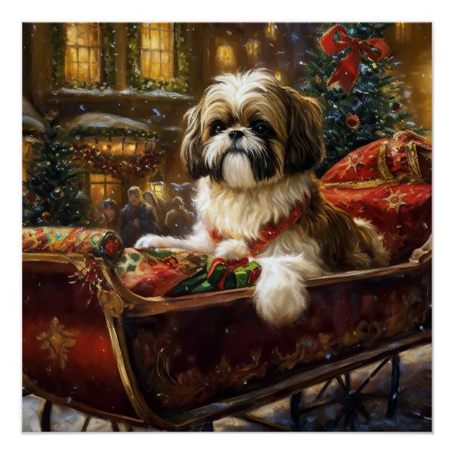 Poster Saison de Noël Shih Tzu (Devant)
