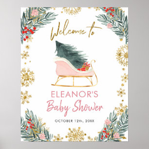 Poster Saison d'hiver de Pink Sleigh Signet de bienvenue