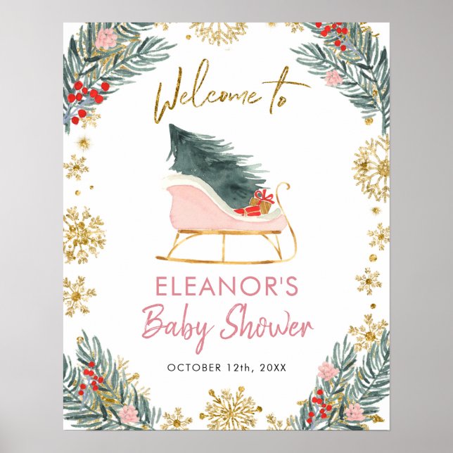 Poster Saison d'hiver de Pink Sleigh Signet de bienvenue (Devant)