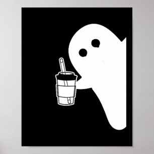 Poster Saison éffrayante Cute Little Ghost Ice Coffe. Hal