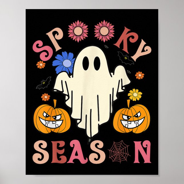 Poster Saison Éffrayante super mignonne Ghost Holding Cit (Devant)