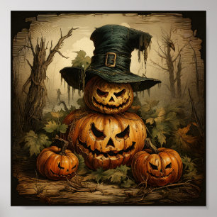Poster Saison Halloween Jack-o'-lantern Orange Citrouille