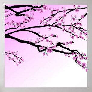 Poster Sakura aux fleurs de cerisier pourpre