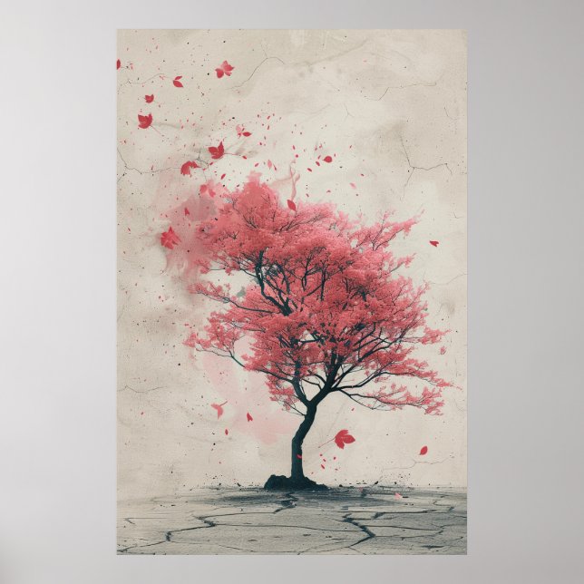 Poster Sakura in the Wind – Japanese Cherry Blossom Paint (Devant)