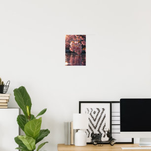Poster Sakura Rose Fleurit Sur L'Eau   Serene Spring Nat