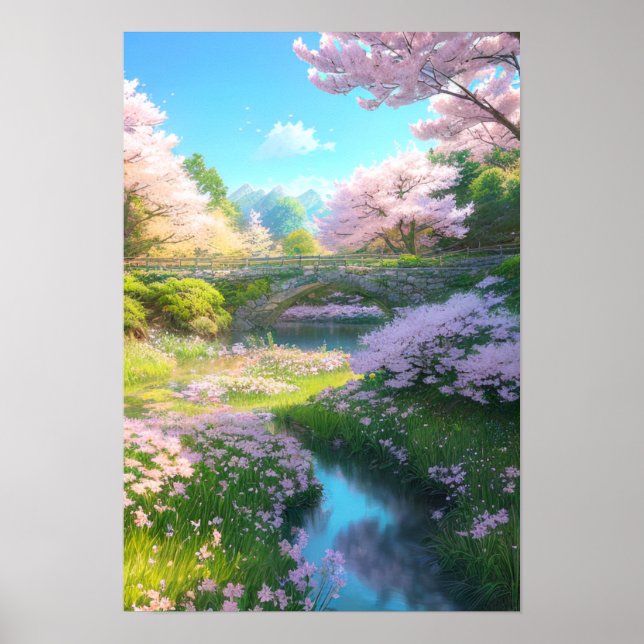 Poster Sakura Stream, le paradis au bord du pont (Devant)