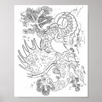 Salamandarin Sea Dragon Line Art Couleur de votre