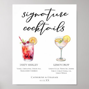 Poster Sale Shirley Lemon Drop Signature Cocktails Menu