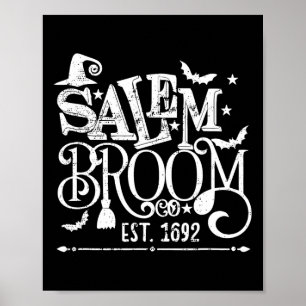 Poster Salem Broom Co Est 1692 Funny Halloween Witch Sayi