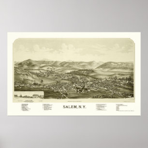 Poster Salem, NY Carte panoramique - 1889