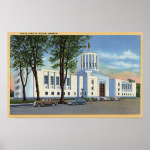 Poster Salem, Orégon - vue de bâtiment de capitol d'état