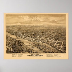 Poster Salem, OU Carte panoramique - 1876