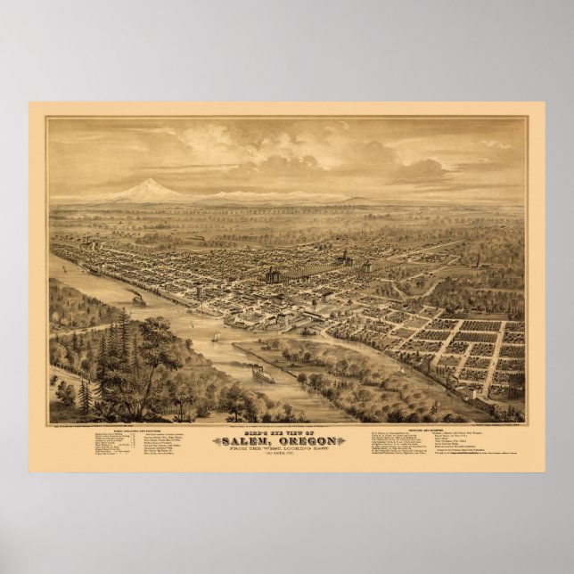 Poster Salem, OU Carte panoramique - 1876 (Devant)
