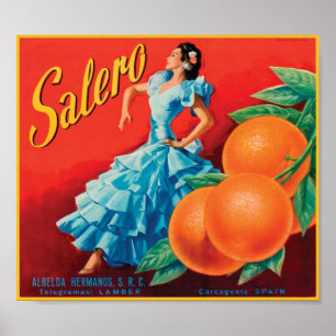 Poster Salero Vintage Crate Étiquette - Danseuse