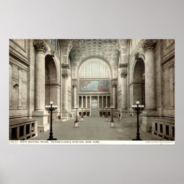 Poster Salle d'attente, Pennsylvania Station NY 1913 Vint (Devant)