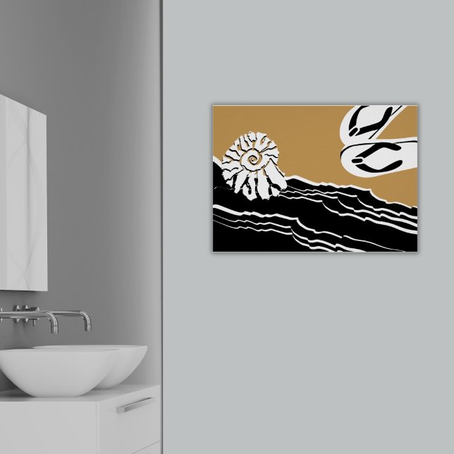 Poster Salle de bain avec baignoire sur pieds (Beach Sea Shell & Flip-Flops in Sand Bathroom Poster)