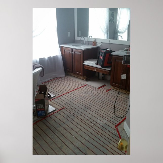 Poster Salle de bain do-it-yourself Parquet chauffé (Devant)