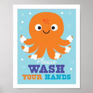 Poster Salle de bain Lavez-vous les mains Otopus Art Post