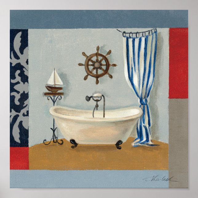 Poster Salle de bain nautique (Devant)