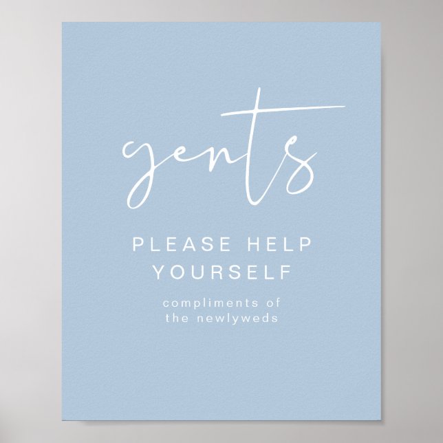 Poster Salle de bains en marbre Pastel Blue Gents (Devant)