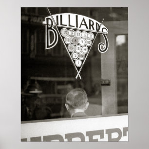 Poster Salle de billard, 1938. Photo ancienne