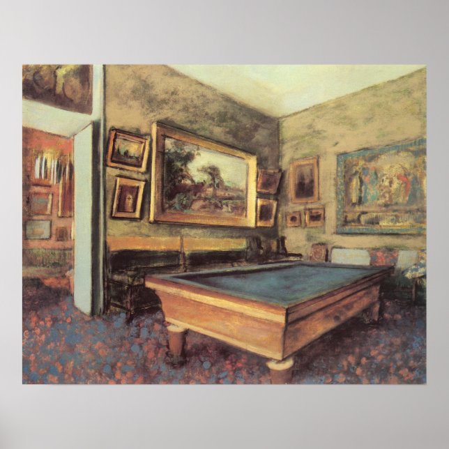 Poster Salle de billard à Menil Hubert par Edgar Degas (Devant)