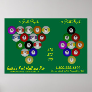Poster Salle de billard de 8 balles 9 balles