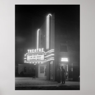 Poster Salle de cinéma la nuit, les années 1940 de