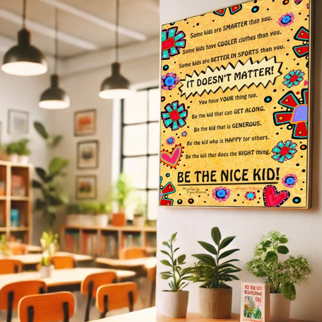 Poster Salle de classe Nice enfant Floral Coeurs amusant  (Créateur téléchargé)