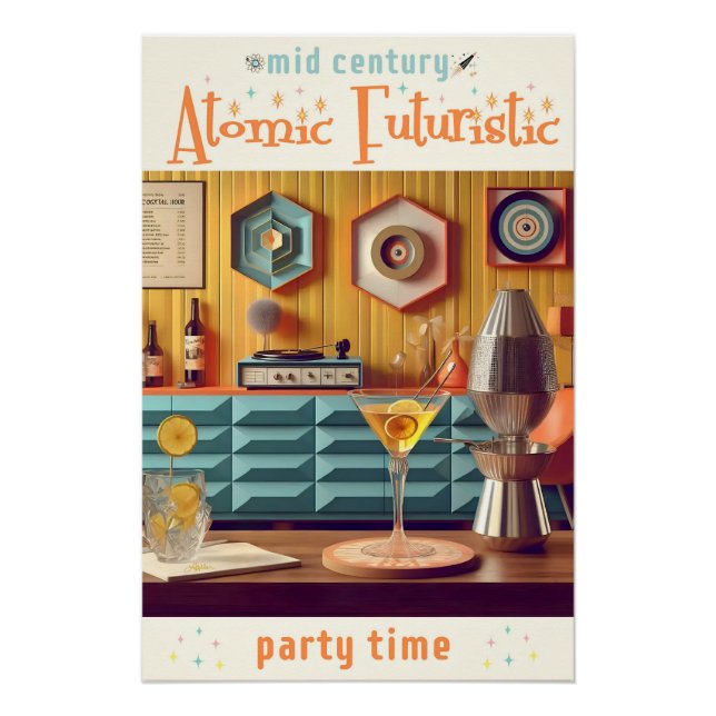 Poster Salle de fête atomique futuriste du milieu du sièc (Devant)