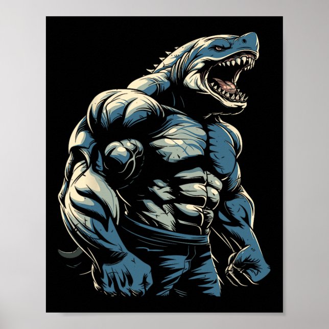 Poster Salle de gym Bodybuilding Requin (Devant)