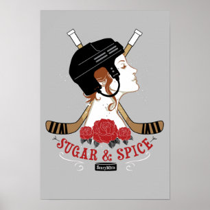 Poster Salle de hockey pour filles sucre et épices